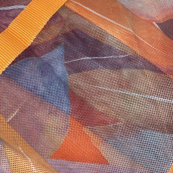 Orange Tropical Printed Mesh Tote Bag - Picture 5 of 5